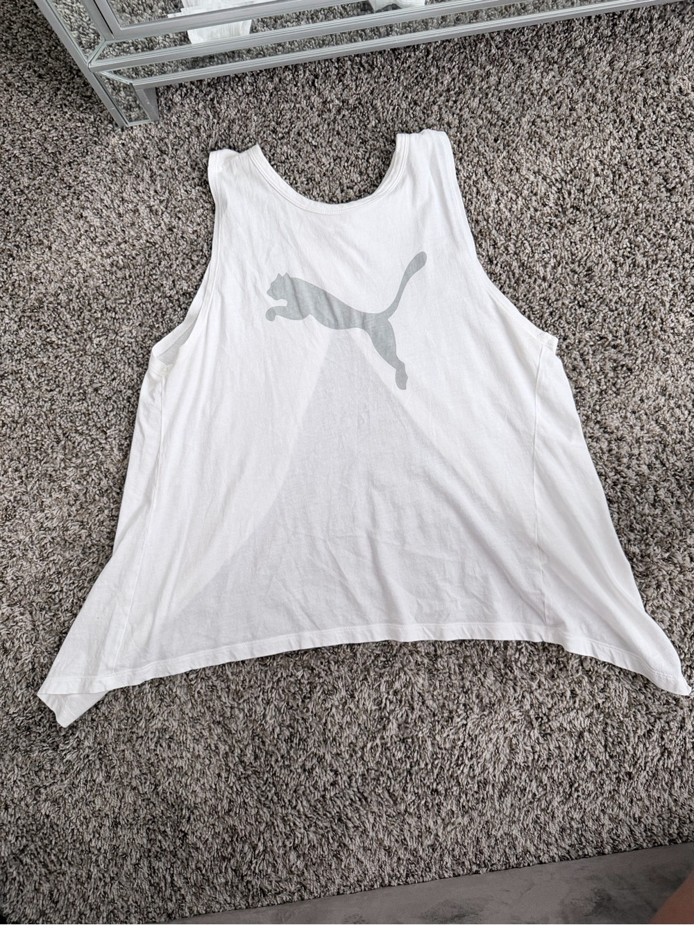Puma White Crewneck Logo Tee with Subtle Silver Detail